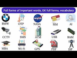 Most Important GK Full Forms | Full form Important Words | Full Form GK For Kids, vocabulary