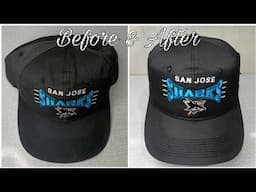 vintage San Jose sharks snapback cap restoration (color restoration/repaint)