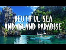 Sea and  Island Paradise. sunset reflections, Beach sounds and romantic music for relaxation.