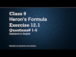 Class 9 Chapter12 Heron's Formula 12.1 (In English)- NCERT CBSE