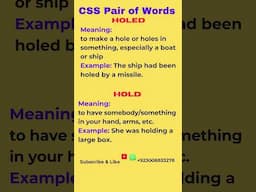 | Holed & Hold | | Pair of Words | | Homophones | #css #cssmcq #ppscpreparation #pms #css3 #viral