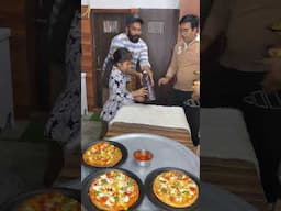 Bottle flip paneer cheese pizza challenge #family #ranafamilychallenge #bottleflip #food #familytime