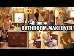 COMPLETE BATHROOM MAKEOVER IN 48 HRS!!😍 EXTREME BATHROOM REMODEL ON A BUDGET | HOUSE TO HOME