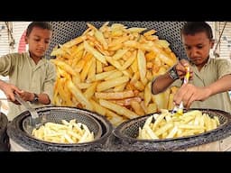 11 Years Old Kid Selling French Fries 🍟 KFC & McDonald's Fries Recipe | Hardworking Afghani Boys