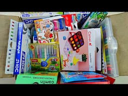 Unboxing Collection Of Colours, Floating Colour, Doms Colour, Crayon, Brush Pen, rolling crayon, kit