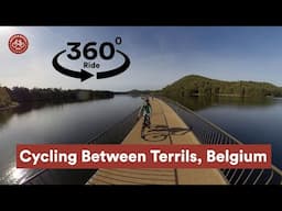 Cycling on a floating bridge in Belgium (360 degrees)