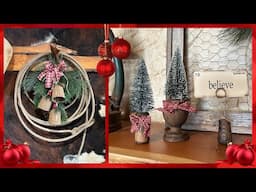 Rustic Primitive Bells ~ Bottle Brush Trees ~ Flash Card Holder