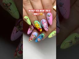 She wanted PASTEL FALL Winnie The Pooh Nails!🩷🌈 #fallnails #nailart