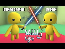 SIMASGAMER VS SGDAD LIGHT SABER DUEL in WOBBLY LIFE