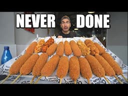 "BET YOU CAN'T EAT HALF" MASSIVE 10LB CORN DOG EATING CHALLENGE | Joel Hansen Raw