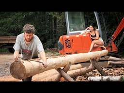 Peeling Another 40 Logs / LOG CABIN Building (S4 Ep15)