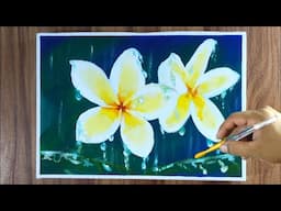 Painting PLUMERIA Flower in Rainy Day | Acrylic Painting