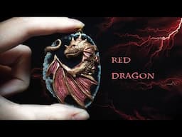 Sculpture Red dragon pendant polymer clay jewelry DIY tutorial FIMO