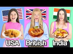 COOKING IN YOUR COUNTRY CHALLENGE! *USA vs UK vs India* | Family Fizz