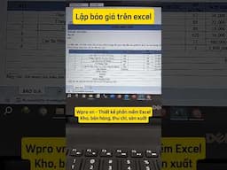 TẠO Báo giá trên EXCEL dễ sử dụng #Wpro #thietkeexcel #phanmembanhangoffline