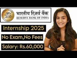 RBI Summer INTERNSHIP 2025 🔥 | Reserve Bank of India Vacancies for Fresher Graduates & Post Graduate