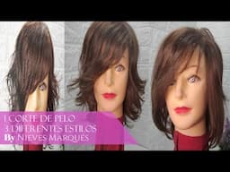 Corte de Pelo Media Melena mujer. Corte Cabello Ondulado. 3 Estilos de Peinado diferentes.