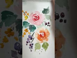 Loosely painted roses #short #shortfeed #youtubeshort #learntopaint #tutorial  #watercolor