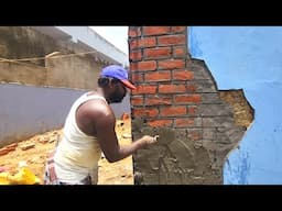 WoW Amazing!-gate Pillar Techniques of Plastering Accurately-Using by sand and cement mixer mortar