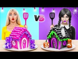 Wednesday vs Barbie Cooking Challenge | Pink vs Black Cake Decorating Challenge by Turbo Team