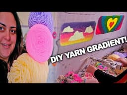 DIY YARN BLENDING for Gradient! Rainbow Heart Rug & Punch Needling Coasters!