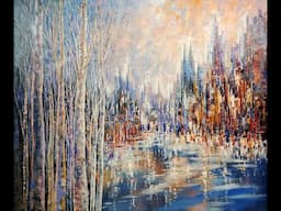 Large cityscape painting, Towers by the Timber.