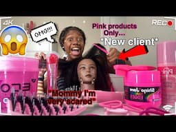 Doing my Mannequin Long Hair Only using Pink products *New Client*