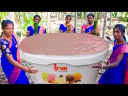 BIG APPLE ICECREAM | Bamboo Inside Apple Icecream | Homemade ice cream making | Village Style