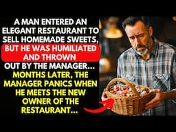 A MAN ENTERED AN ELEGANT RESTAURANT TO SELL HOMEMADE SWEETS...