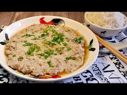 2-in-1 Cooking Hack! Steamed Minced Meat w/ Mui Choy 梅菜蒸肉饼 Super Easy Chinese Pork Patty Recipe