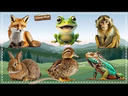 Cute Little Animals Making Funny Sounds: Fox, Frog, Monkey, Rabbit, Duck, Lizard