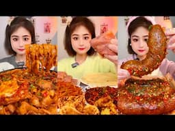 ASMR mukbang of Chinese food: fried beef noodles 🍝 | 🍗Fried Chicken 🍝Noodles Sausages |🥘🍜🌮