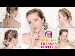 TUTO COIFFURES: RENTREE SCOLAIRE, tous les jours ❤ Doubles TRESSES COLLEES cheveux longs, mi long