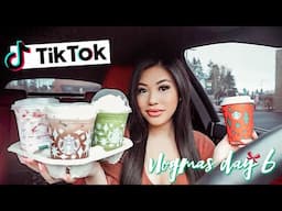 TRYING VIRAL TikTok STARBUCKS DRINKS + ACE FAMILY DRINK! Vlogmas Day 6 ✨