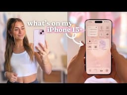 what's on my iPhone 15+ 📱🎀 | pink aesthetic theme, new ios 17 new features!