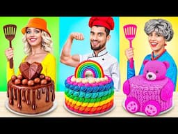 Me vs Grandma vs Chef Cooking Challenge! Cake Decorating Challenge Tricks by RATATA BOOM