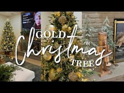 OUR GOLD CHRISTMAS TREE 🎄 | Decorate With Me 2024 & Organizing Old Decor