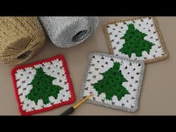 🌲Easiest Crochet Christmas Tree Granny Square Pattern for Beginners