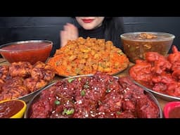 ASMR EATING CHILLI CHICKEN,CHICKEN LOLLIPOP,MANCHURIAN MOMO,CHICKEN MANCHURIAN,NOODLES