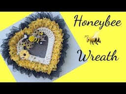 Honey Bee Honeycomb Wreath Ribbon Mesh Summer Tutorial DIY Crafts Decor Crafting With Ollie