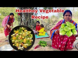 Bandha kobi Lal bhaji with Healthay Village Saag Cooking and Eating | Village Cooking