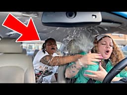 THROWING 100 WATER BALLOONS ON GIRLFRIEND IN THE CAR **SHE WAS ANGRY😡**