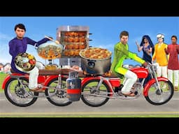 Cooking on 4 Wheel Motorbike Street Food Delivery Hindi Kahani Hindi Moral Stories New Comedy Video