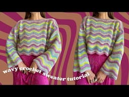 wavy crochet sweater tutorial - beginner friendly (sponsored by vooglam 💫✨)