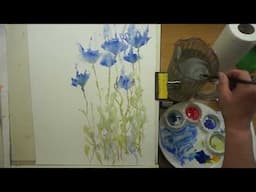 Paint some watercolour blue flowers with me