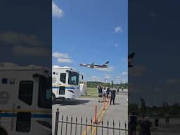 Trump Force One Buzz Low Over the Crowd's Heads + they go Crazy