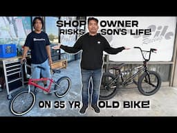 Shop Owner Risks Son's Life On 35 Year Old Bike!