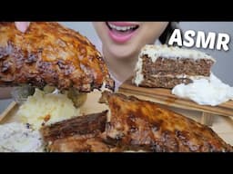 ASMR *Full-size Baby Back RIBS with Creamy Mash Potatoes and CARROT Cake Relaxing Eating Sounds|N.E