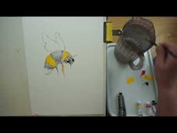 A super cute bumblebee using watercolour and charcoal