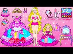 [🐾paper Diy🐾] Barbie Mother & Daughter Dress Up and Makeup Paper Crafts | Rapunzel Compilation 놀이 종이